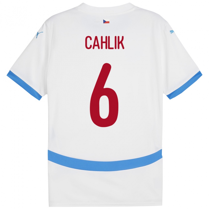 Pánské Česko Jakub Cahlik #6 Bílý Daleko Hráčské Dresy 24-26 Dres