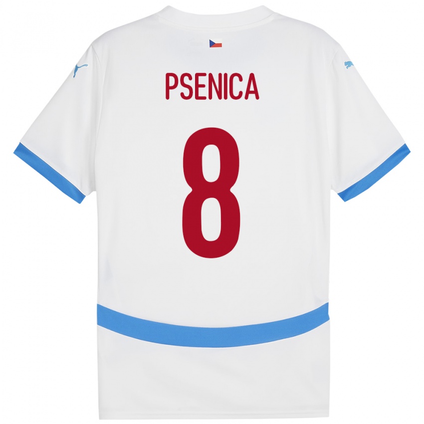 Pánské Česko Jiri Psenica #8 Bílý Daleko Hráčské Dresy 24-26 Dres