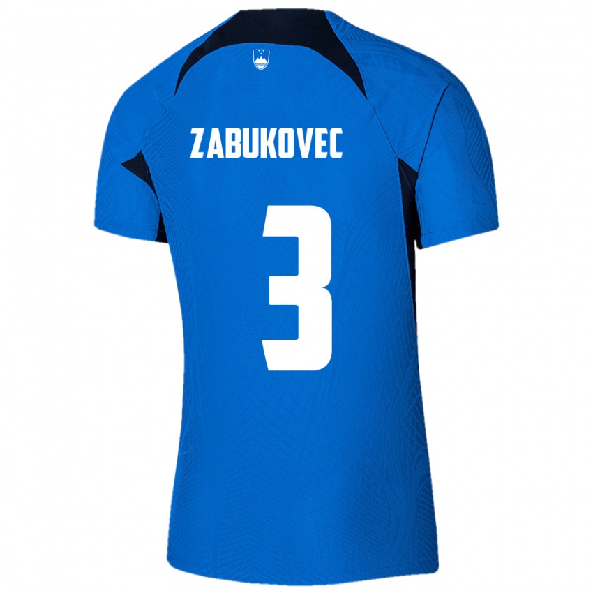 Pánské Slovinsko Anze Zabukovec #3 Modrý Daleko Hráčské Dresy 24-26 Dres