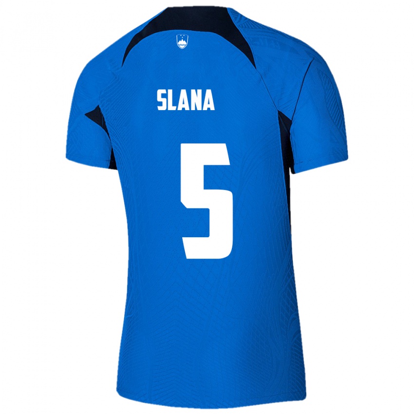 Pánské Slovinsko Filip Slana #5 Modrý Daleko Hráčské Dresy 24-26 Dres