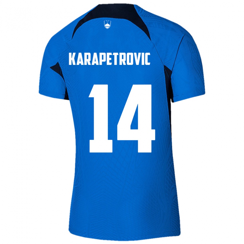 Pánské Slovinsko Luka Karapetrovic #14 Modrý Daleko Hráčské Dresy 24-26 Dres