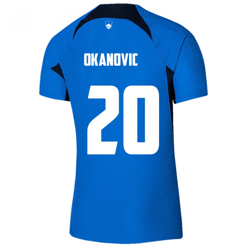 Pánské Slovinsko Deen Okanovic #20 Modrý Daleko Hráčské Dresy 24-26 Dres