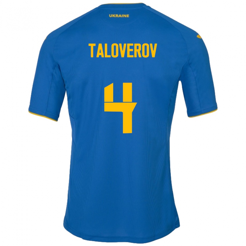 Pánské Ukrajina Maksym Taloverov #4 Modrý Daleko Hráčské Dresy 24-26 Dres