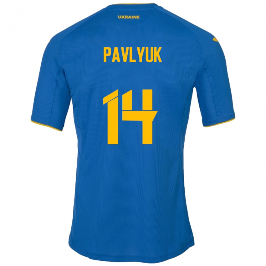 Pánské Ukrajina Yevgen Pavlyuk #14 Modrý Daleko Hráčské Dresy 24-26 Dres