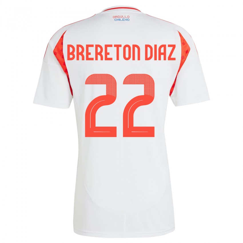 Pánské Chile Ben Brereton Díaz #22 Bílý Daleko Hráčské Dresy 24-26 Dres