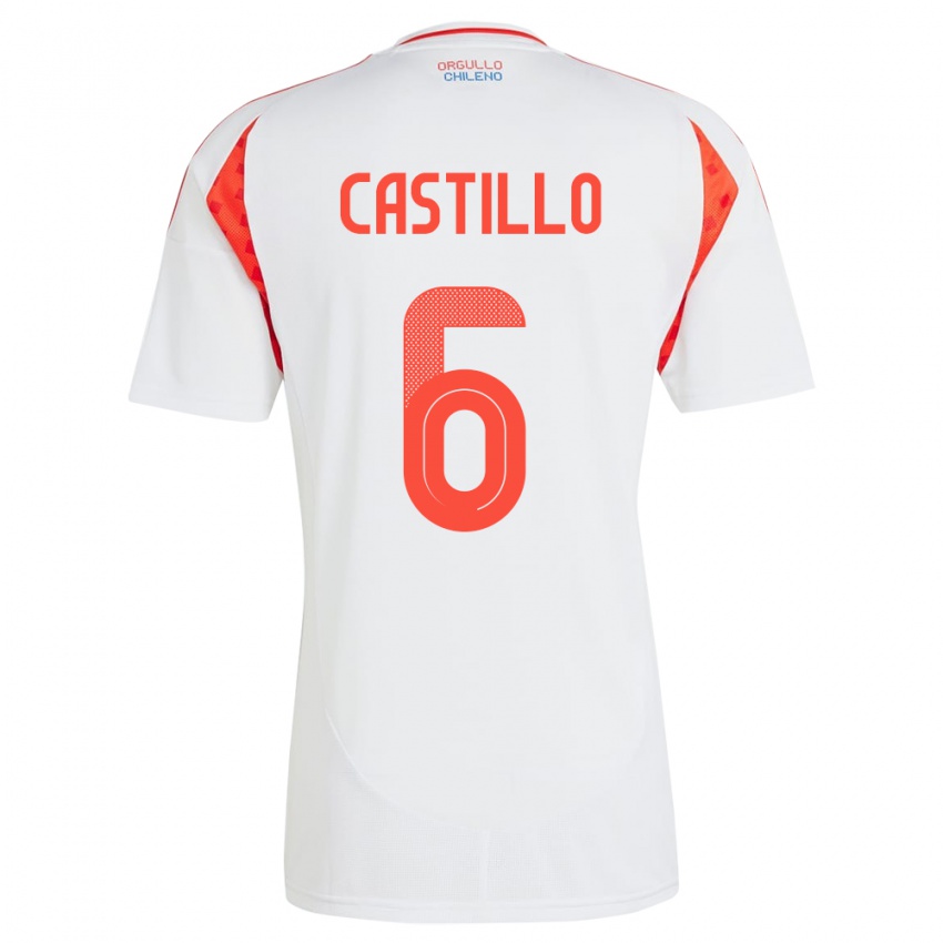 Pánské Chile Cristóbal Castillo #6 Bílý Daleko Hráčské Dresy 24-26 Dres