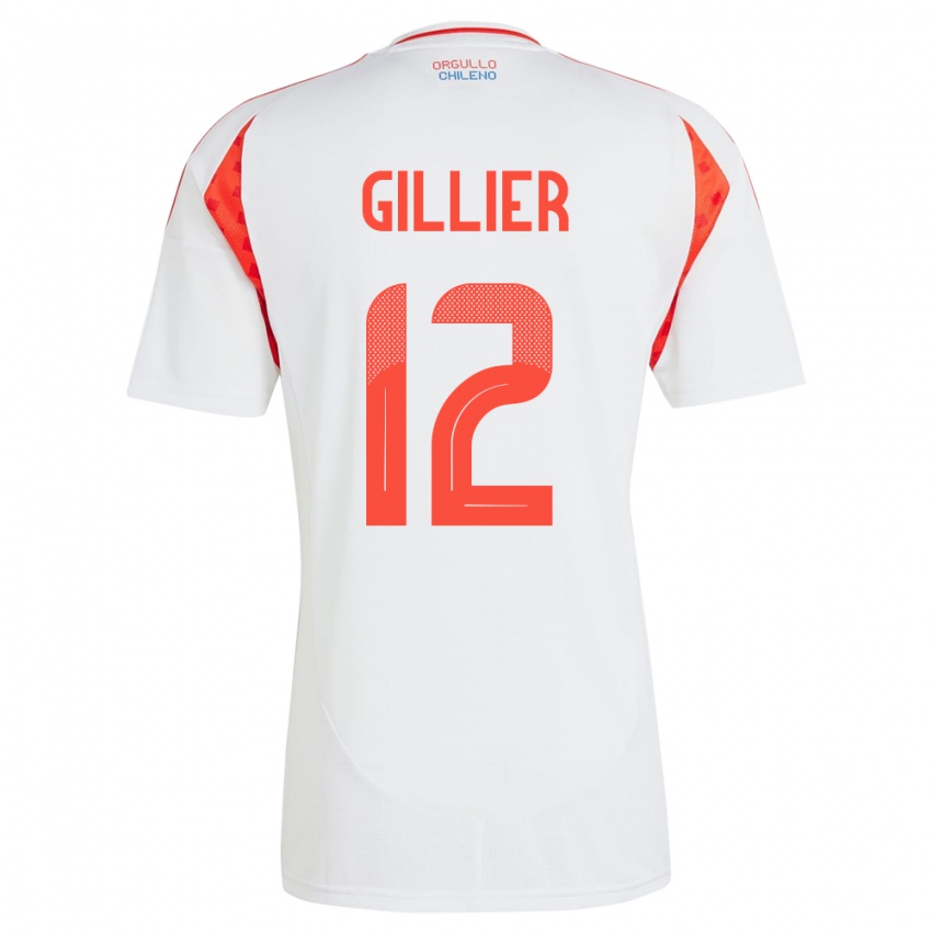 Pánské Chile Thomas Gillier #12 Bílý Daleko Hráčské Dresy 24-26 Dres