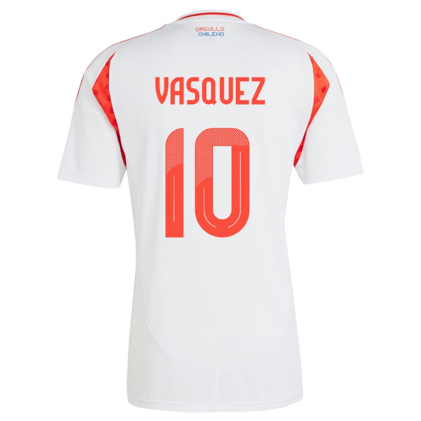 Pánské Chile Ignacio Vásquez #10 Bílý Daleko Hráčské Dresy 24-26 Dres