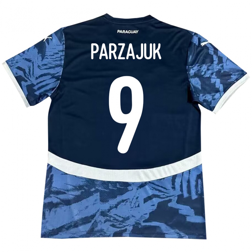 Pánské Paraguay Kevin Parzajuk #9 Modrý Daleko Hráčské Dresy 24-26 Dres