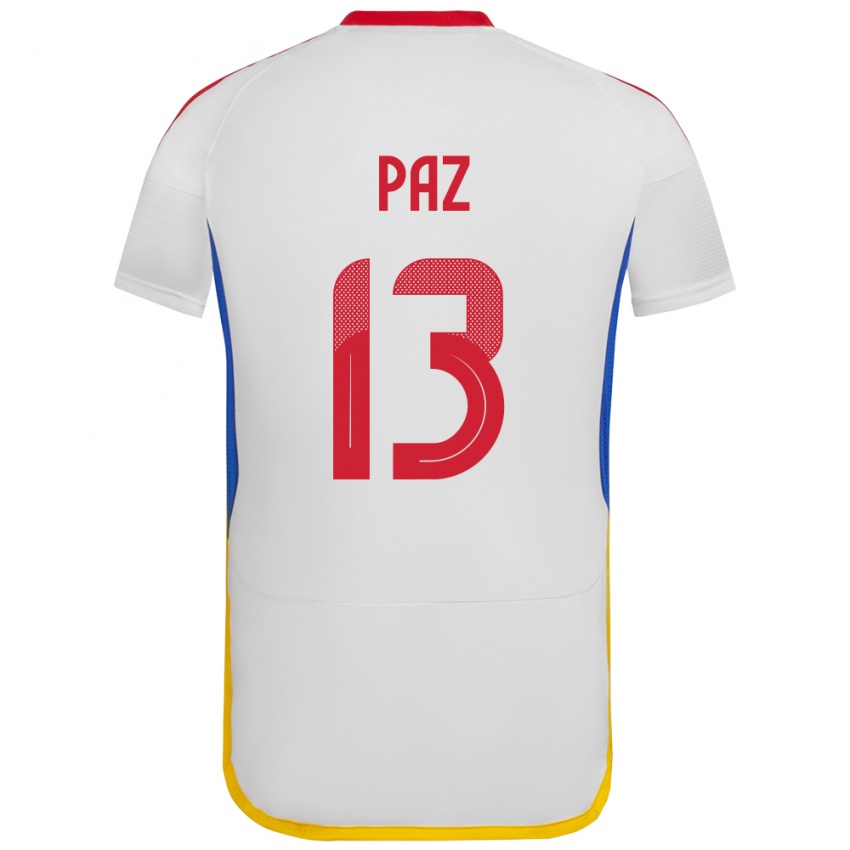 Pánské Venezuela Jesús Paz #13 Bílý Daleko Hráčské Dresy 24-26 Dres