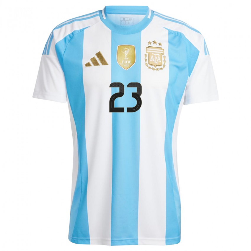 Dámské Argentina Emiliano Martinez #23 Bílá Modrá Domů Hráčské Dresy 24-26 Dres