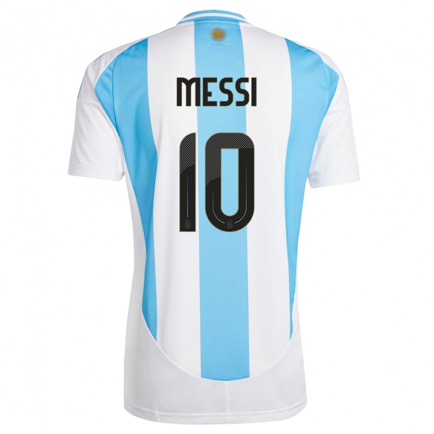 Dámské Argentina Lionel Messi #10 Bílá Modrá Domů Hráčské Dresy 24-26 Dres
