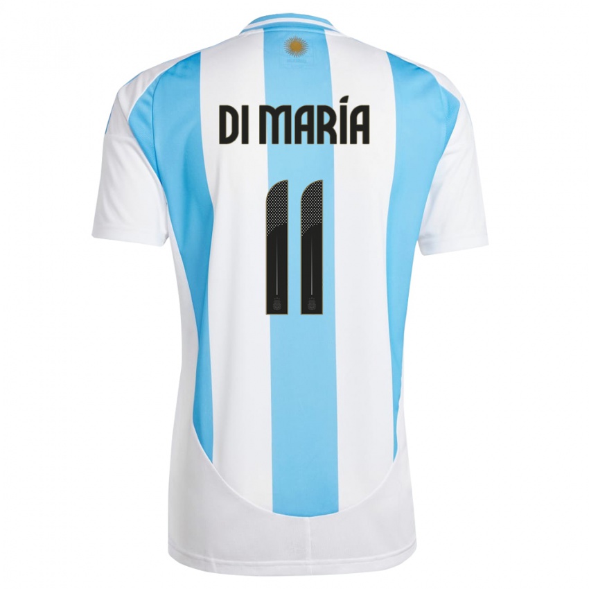 Dámské Argentina Angel Di Maria #11 Bílá Modrá Domů Hráčské Dresy 24-26 Dres