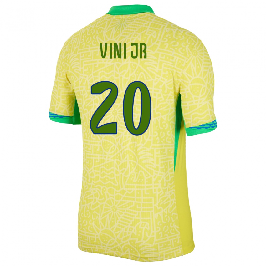 Dámské Brazílie Vinicius Junior #20 Žlutá Domů Hráčské Dresy 24-26 Dres