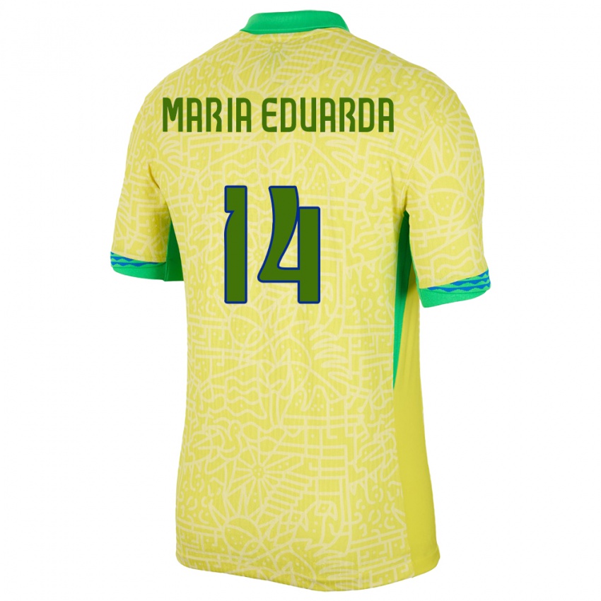 Dámské Brazílie Maria Eduarda #14 Žlutá Domů Hráčské Dresy 24-26 Dres