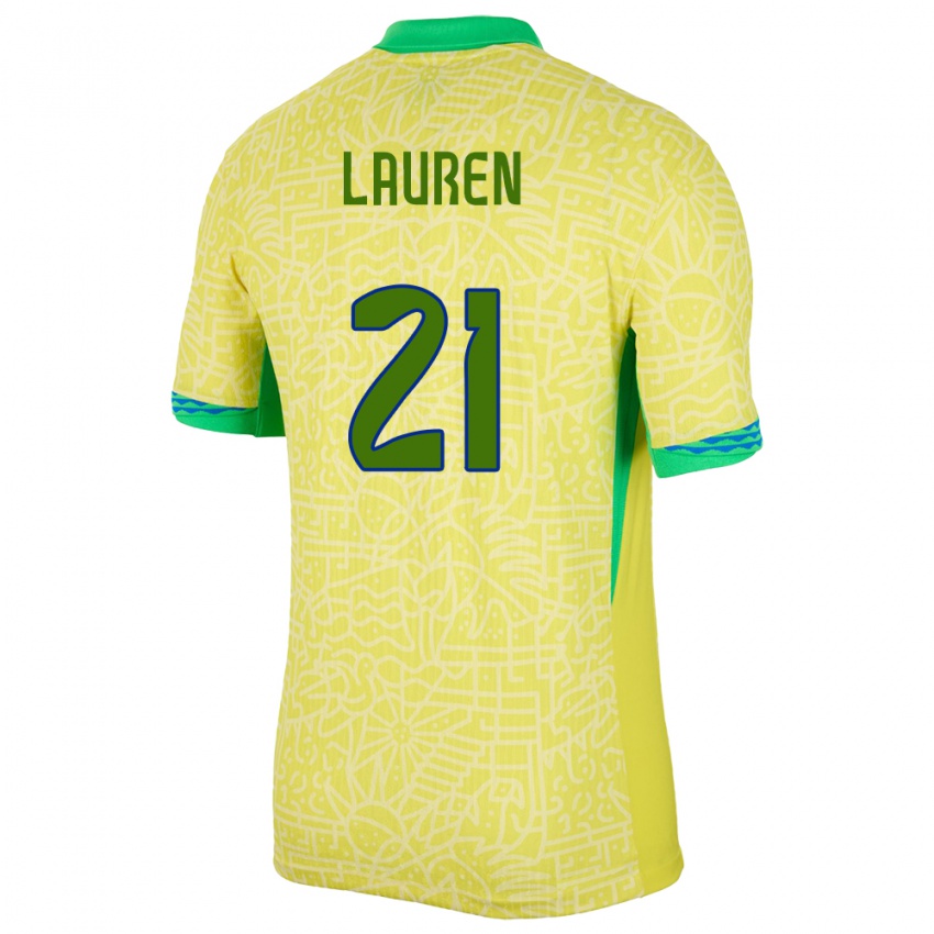 Dámské Brazílie Lauren Costa #21 Žlutá Domů Hráčské Dresy 24-26 Dres