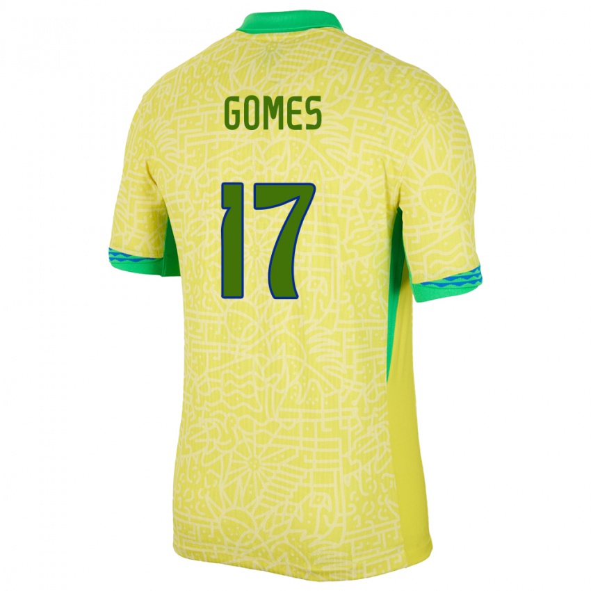 Dámské Brazílie William Gomes #17 Žlutá Domů Hráčské Dresy 24-26 Dres
