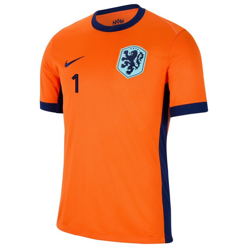 Dámské Nizozemsko Remko Pasveer #1 Oranžový Domů Hráčské Dresy 24-26 Dres
