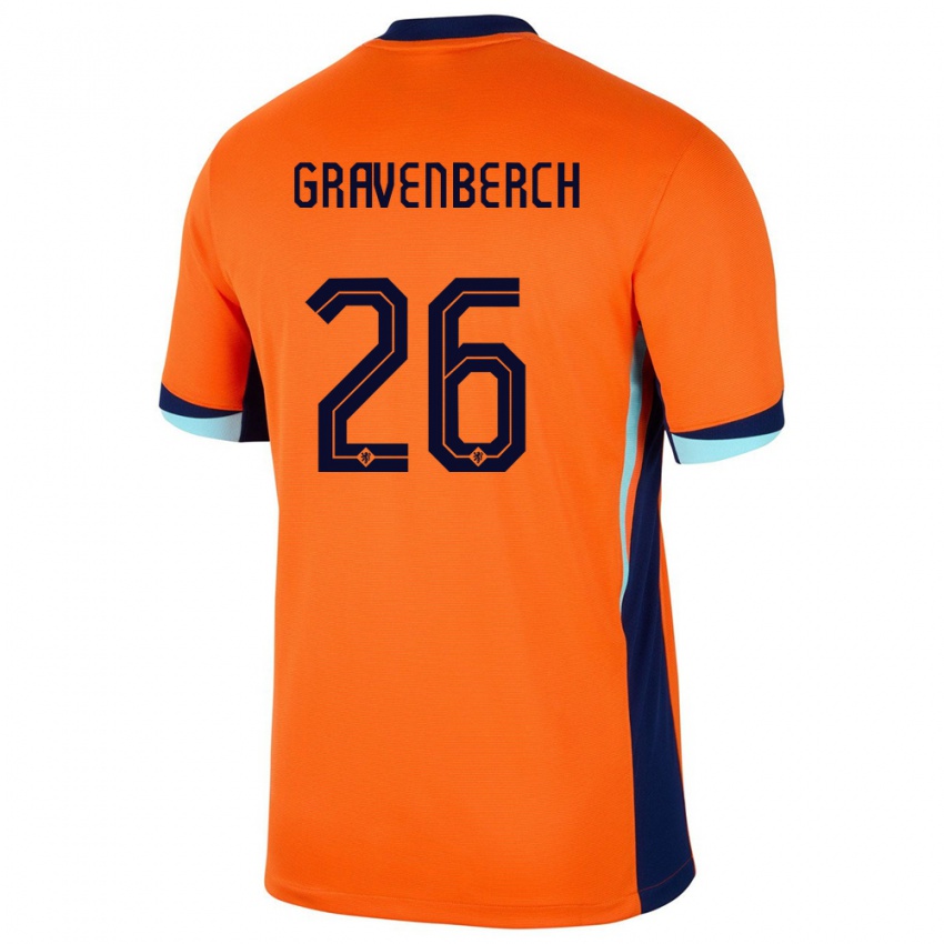 Dámské Nizozemsko Ryan Gravenberch #26 Oranžový Domů Hráčské Dresy 24-26 Dres