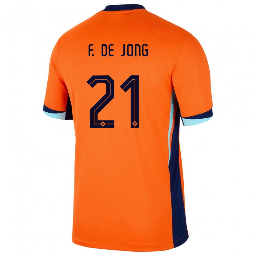 Dámské Nizozemsko Frenkie De Jong #21 Oranžový Domů Hráčské Dresy 24-26 Dres