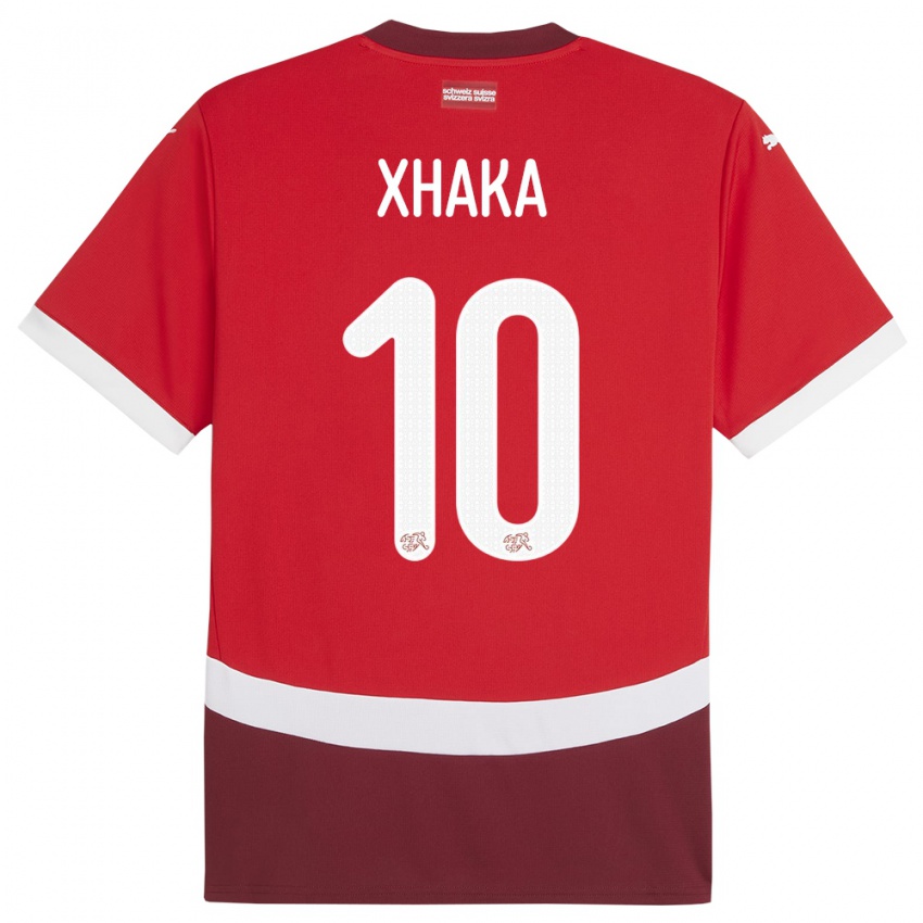 Dámské Švýcarsko Granit Xhaka #10 Červené Domů Hráčské Dresy 24-26 Dres