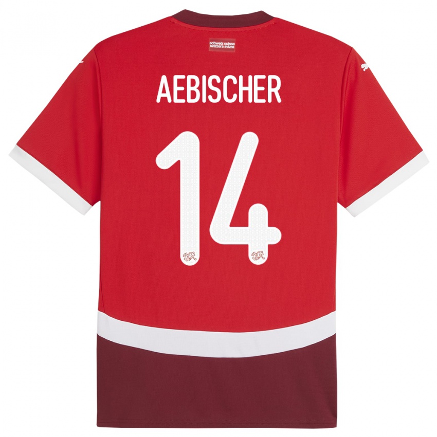 Dámské Švýcarsko Michel Aebischer #14 Červené Domů Hráčské Dresy 24-26 Dres
