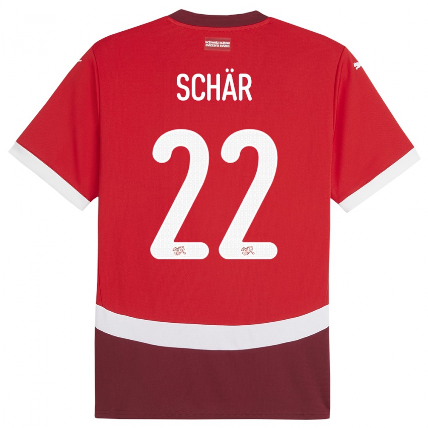 Dámské Švýcarsko Fabian Schar #22 Červené Domů Hráčské Dresy 24-26 Dres