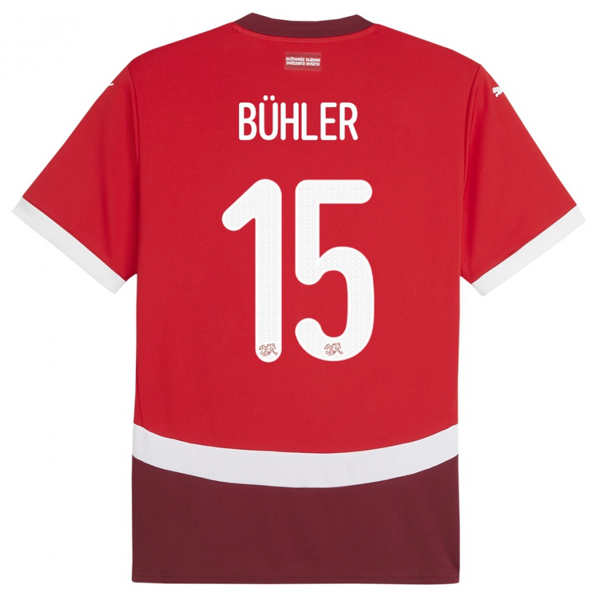 Dámské Švýcarsko Luana Buhler #15 Červené Domů Hráčské Dresy 24-26 Dres