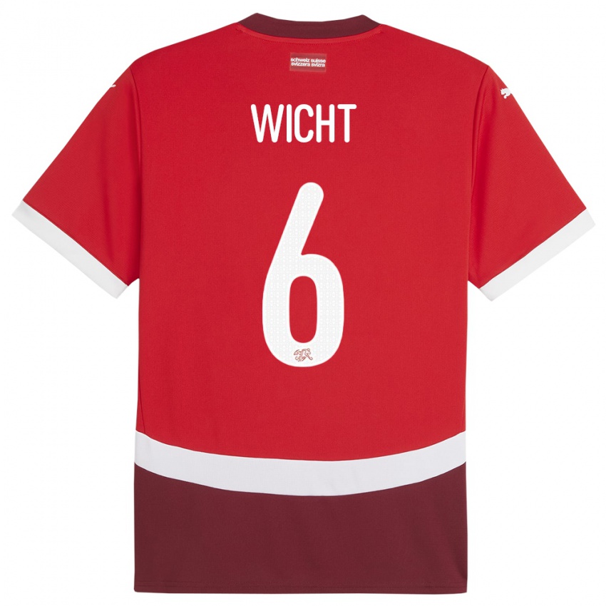 Dámské Švýcarsko Nathan Wicht #6 Červené Domů Hráčské Dresy 24-26 Dres