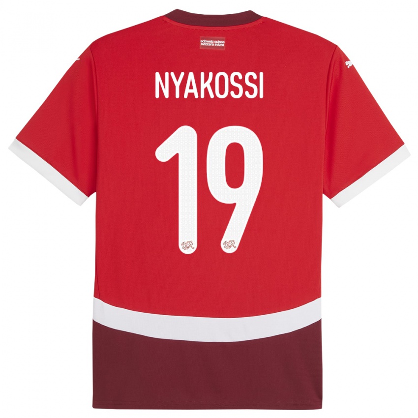 Dámské Švýcarsko Roggerio Nyakossi #19 Červené Domů Hráčské Dresy 24-26 Dres