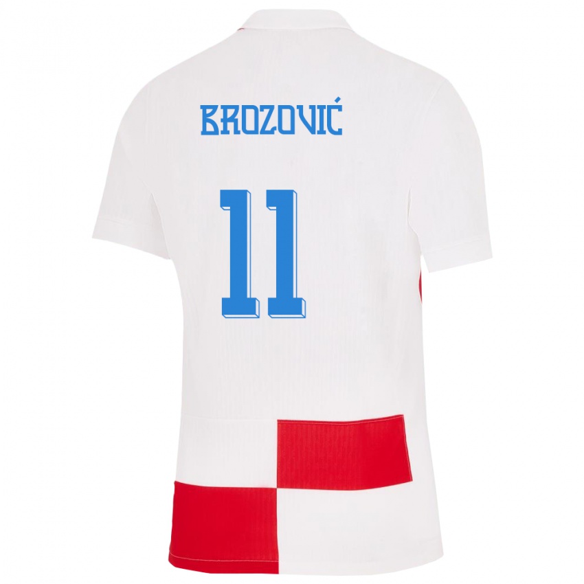 Dámské Chorvatsko Marcelo Brozovic #11 Bílá Červená Domů Hráčské Dresy 24-26 Dres