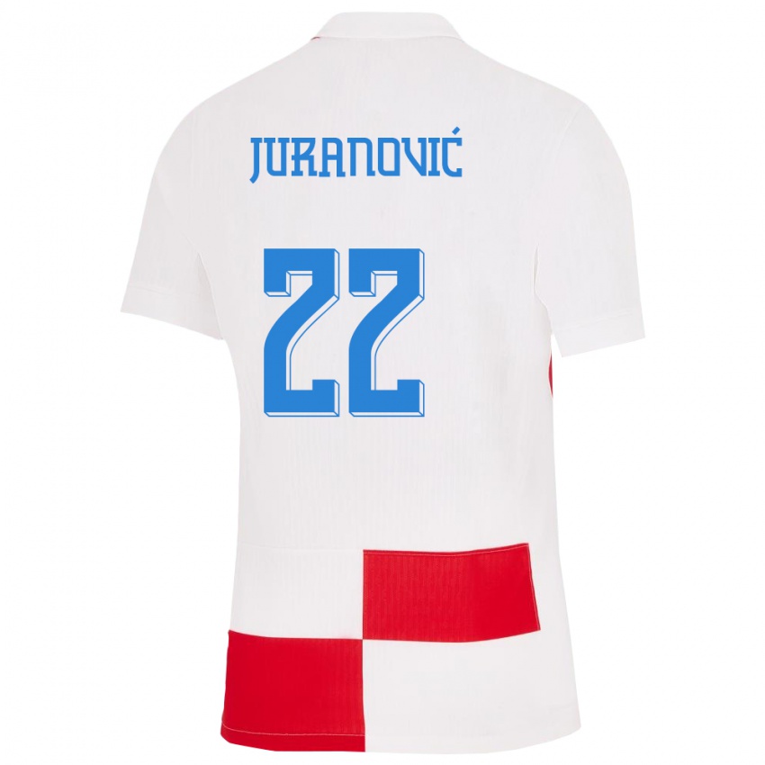 Dámské Chorvatsko Josip Juranovic #22 Bílá Červená Domů Hráčské Dresy 24-26 Dres