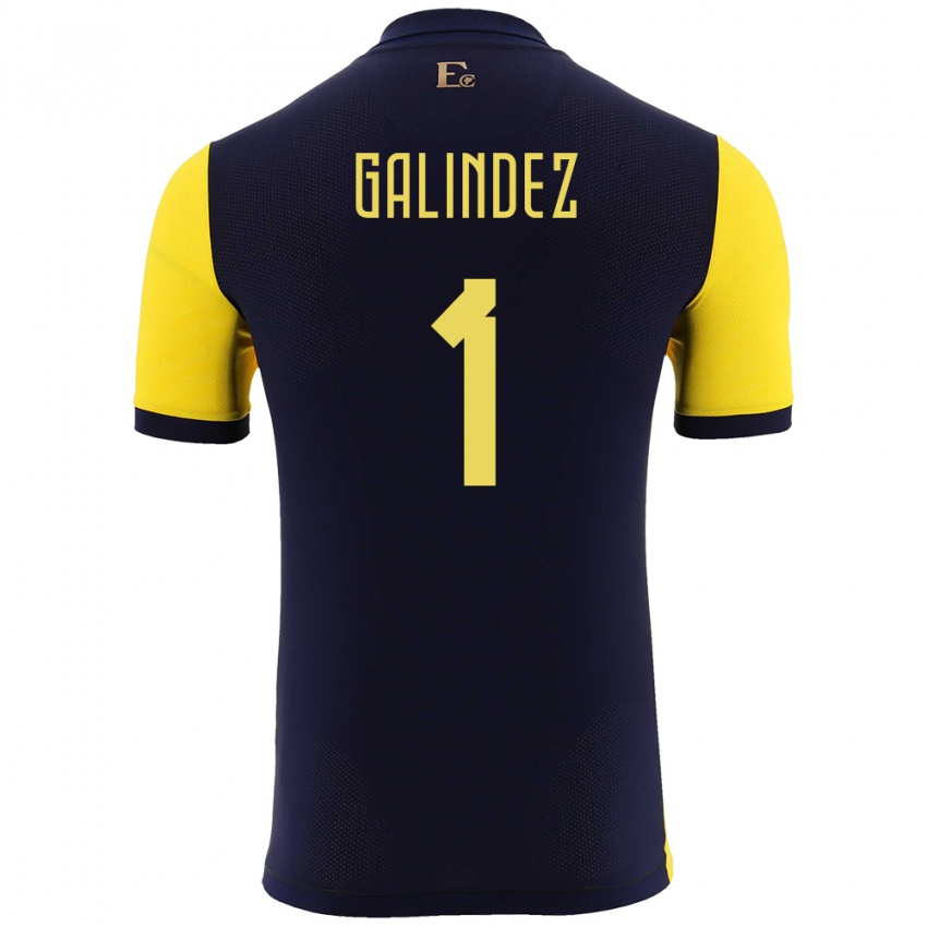 Dámské Ekvádor Hernan Galindez #1 Žlutá Domů Hráčské Dresy 24-26 Dres