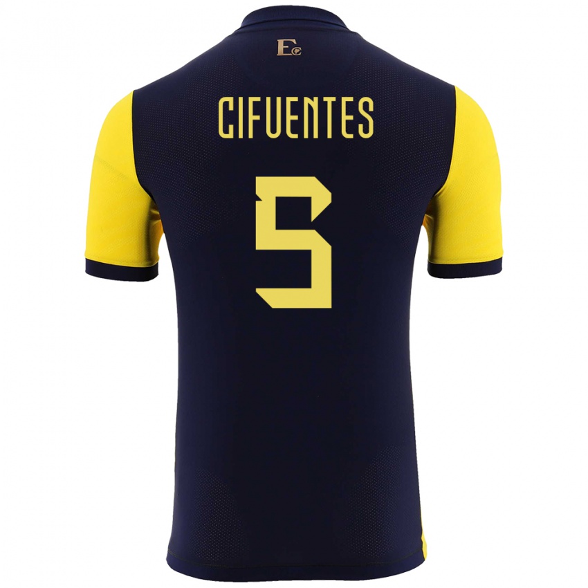 Dámské Ekvádor Jose Cifuentes #5 Žlutá Domů Hráčské Dresy 24-26 Dres