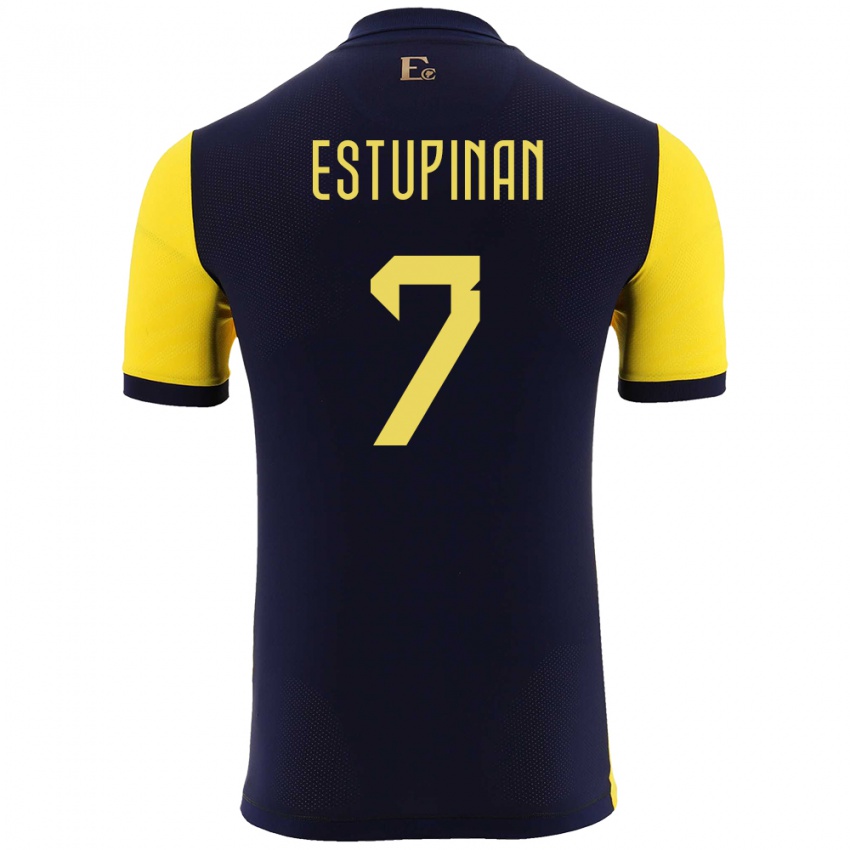Dámské Ekvádor Pervis Estupinan #7 Žlutá Domů Hráčské Dresy 24-26 Dres
