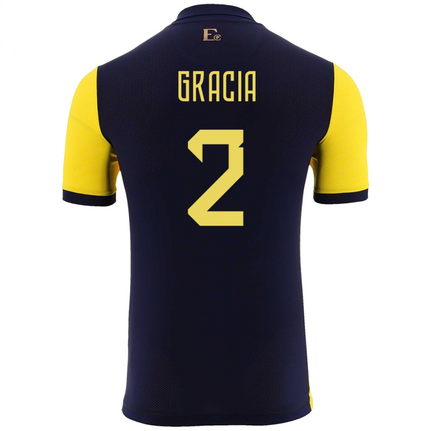 Dámské Ekvádor Ericka Gracia #2 Žlutá Domů Hráčské Dresy 24-26 Dres