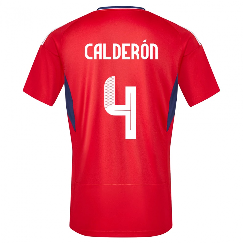 Dámské Kostarika Brandon Calderon #4 Červené Domů Hráčské Dresy 24-26 Dres