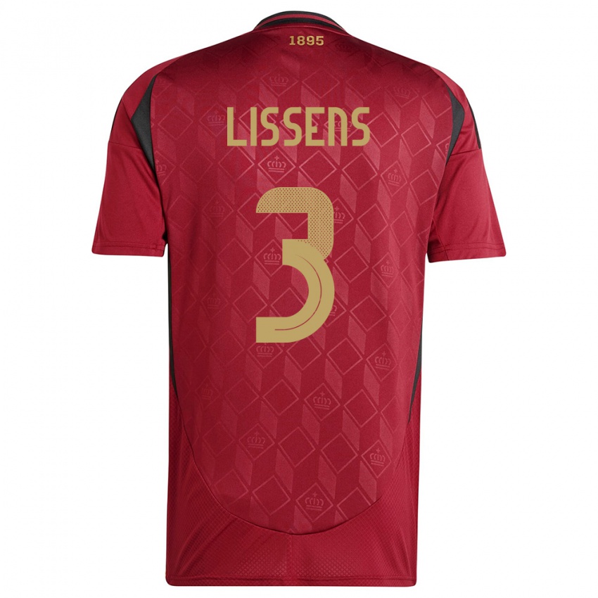 Dámské Belgie Lucas Lissens #3 Burgundské Domů Hráčské Dresy 24-26 Dres
