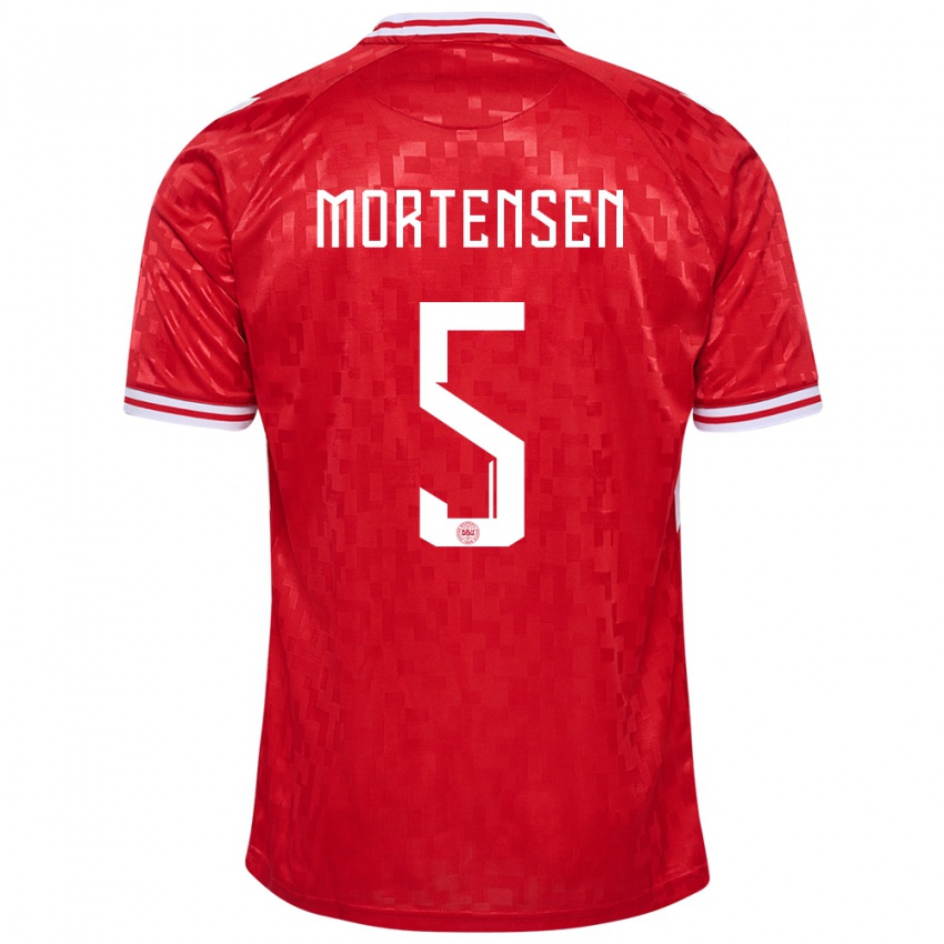 Dámské Dánsko Gustav Mortensen #5 Červené Domů Hráčské Dresy 24-26 Dres