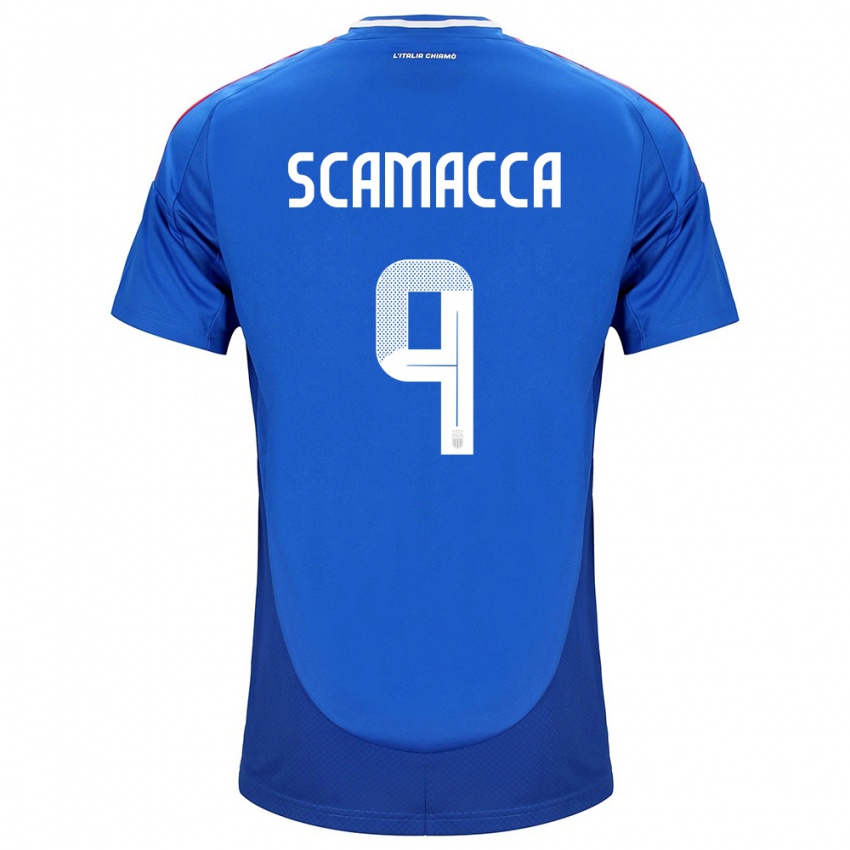 Dámské Itálie Gianluca Scamacca #9 Modrý Domů Hráčské Dresy 24-26 Dres