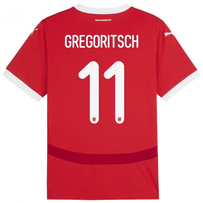 Dámské Rakousko Michael Gregoritsch #11 Červené Domů Hráčské Dresy 24-26 Dres