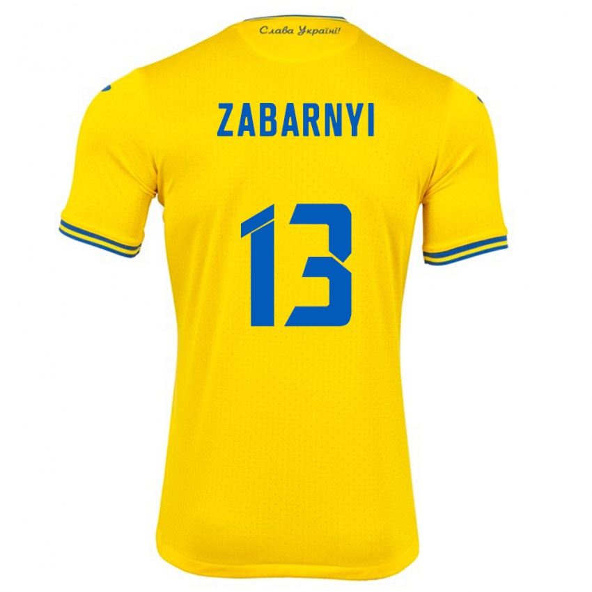 Dámské Ukrajina Ilya Zabarnyi #13 Žlutá Domů Hráčské Dresy 24-26 Dres