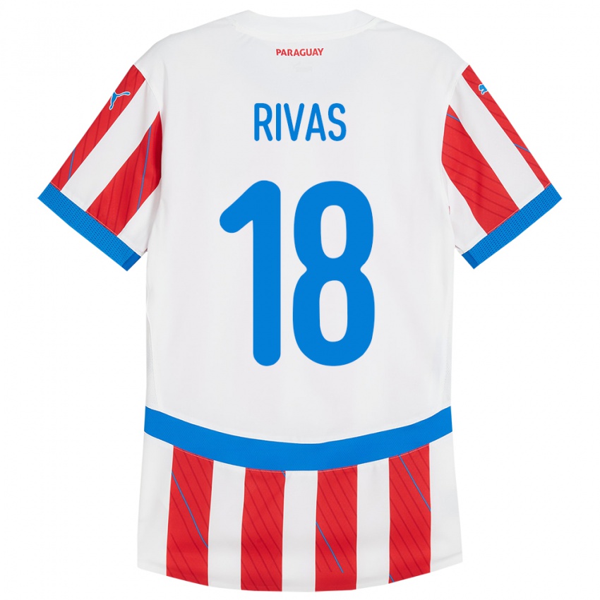 Dámské Paraguay Daniel Rivas #18 Bílá Červená Domů Hráčské Dresy 24-26 Dres