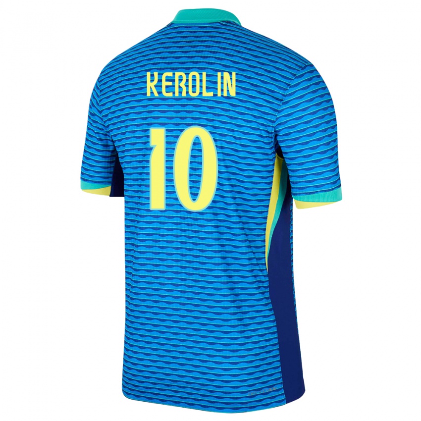 Dámské Brazílie Kerolin Nicoli #10 Modrý Daleko Hráčské Dresy 24-26 Dres