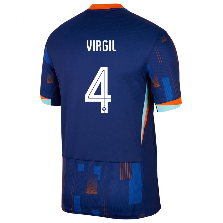 Dámské Nizozemsko Virgil Van Dijk #4 Modrý Daleko Hráčské Dresy 24-26 Dres