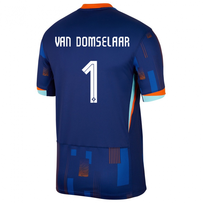 Dámské Nizozemsko Daphne Van Domselaar #1 Modrý Daleko Hráčské Dresy 24-26 Dres