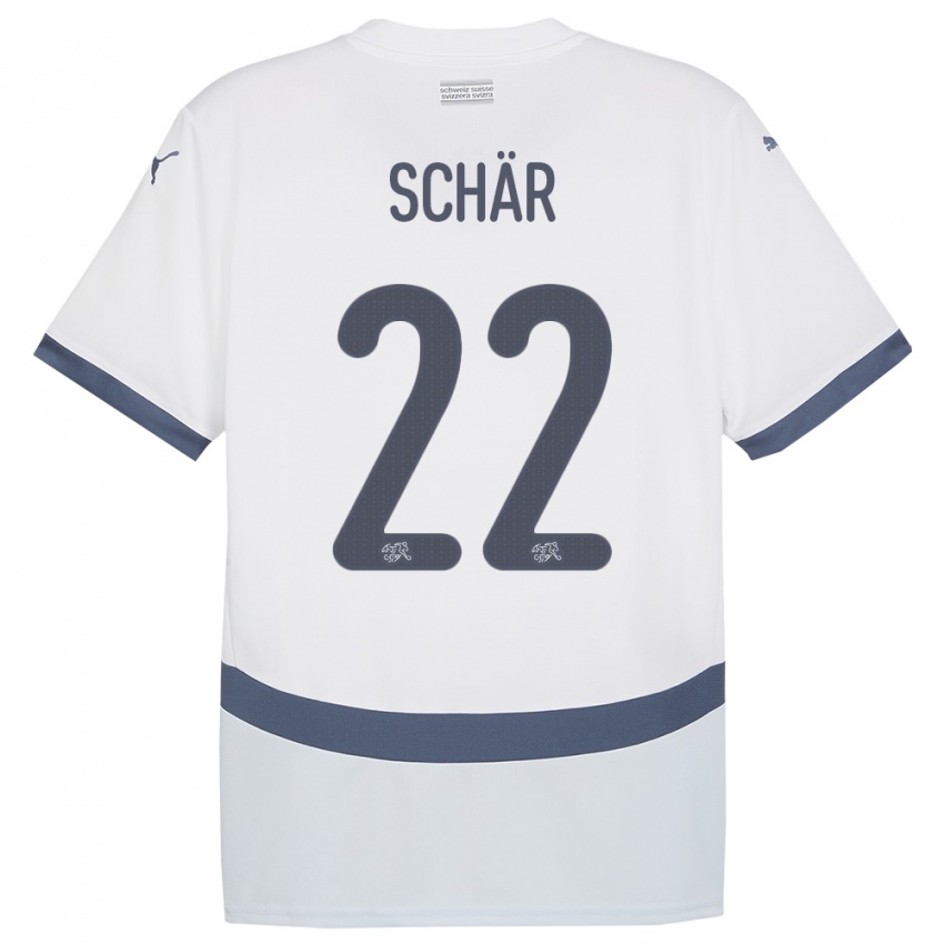 Dámské Švýcarsko Fabian Schar #22 Bílý Daleko Hráčské Dresy 24-26 Dres