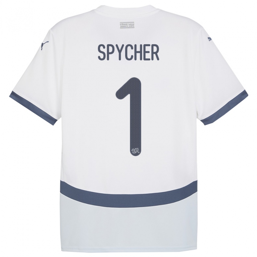 Dámské Švýcarsko Tim Spycher #1 Bílý Daleko Hráčské Dresy 24-26 Dres