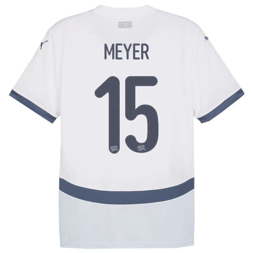 Dámské Švýcarsko Leny Meyer #15 Bílý Daleko Hráčské Dresy 24-26 Dres