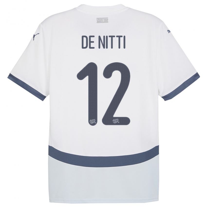 Dámské Švýcarsko Gianni De Nitti #12 Bílý Daleko Hráčské Dresy 24-26 Dres